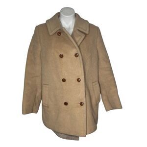 WEATHERBEE Double Breasted Coat Camel Tan  Fleece Lined Easter Repellant VINTAGE